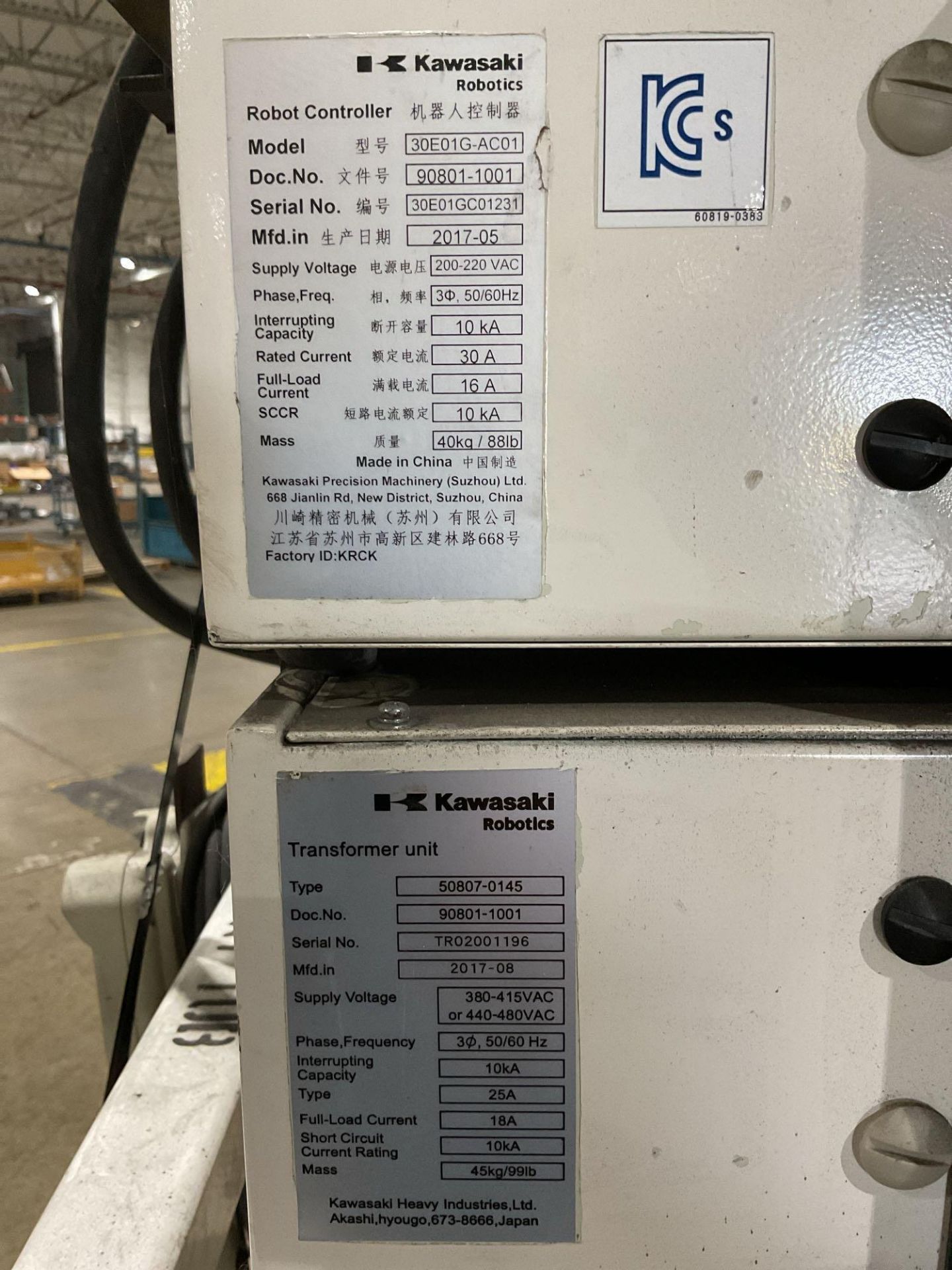 2017 KAWASAKI 3BA006L-AC01 6KG ROBOT WITH 30E01G-AC01 CONTROLLER & 12" RISER USED - Image 7 of 12