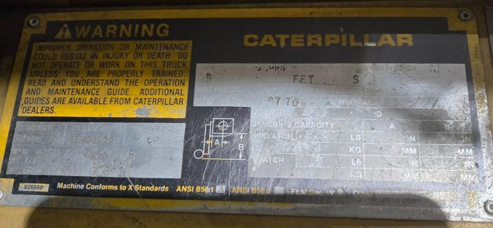 CATERPILLAR T50D 5000LB CAPACITY FORKLIFT LP POWER USED NEEDS BATTERY - Image 7 of 14