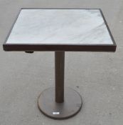 1 x Sturdy Commercial Metal Square Bisto Table with a Marbled Stone Top Insert - Ref: HNB417/7803981