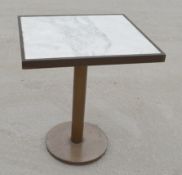 1 x Sturdy Commercial Metal Square Bisto Table with a Marbled Stone Top Insert - Ref: HNB415/7803981