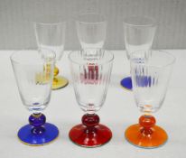 6 x LA DOUBLEJ Perfetto Murano Glass Wine Glasses in Assorted Colours, 18cm - Original Value £937.50