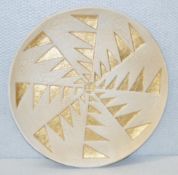 1 x Handmade Rustic Platter with Crackle Aesthetic and Gold Leaf Decoration, ⌀46cm - Ref: MRS150 -