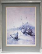1 x Signed Nautical Framed Art Print Of Sailboats - Ref: DRS137 - CL1003 - Location: Altrincham