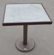 1 x Sturdy Commercial Metal Square Bisto Table with a Marbled Stone Top Insert - Ref: HNB418/7803981