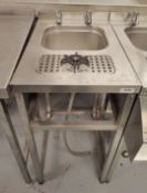 1 x Stainless Steel Bar Wash Station Featuring an Integral Glass Rinser, Wash Bowl and Hot/Cold Taps