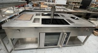 1 x Commercial Central Kitchen Cooking Island Featuring Two Control Induction Cooking Hobs, Blue Sea