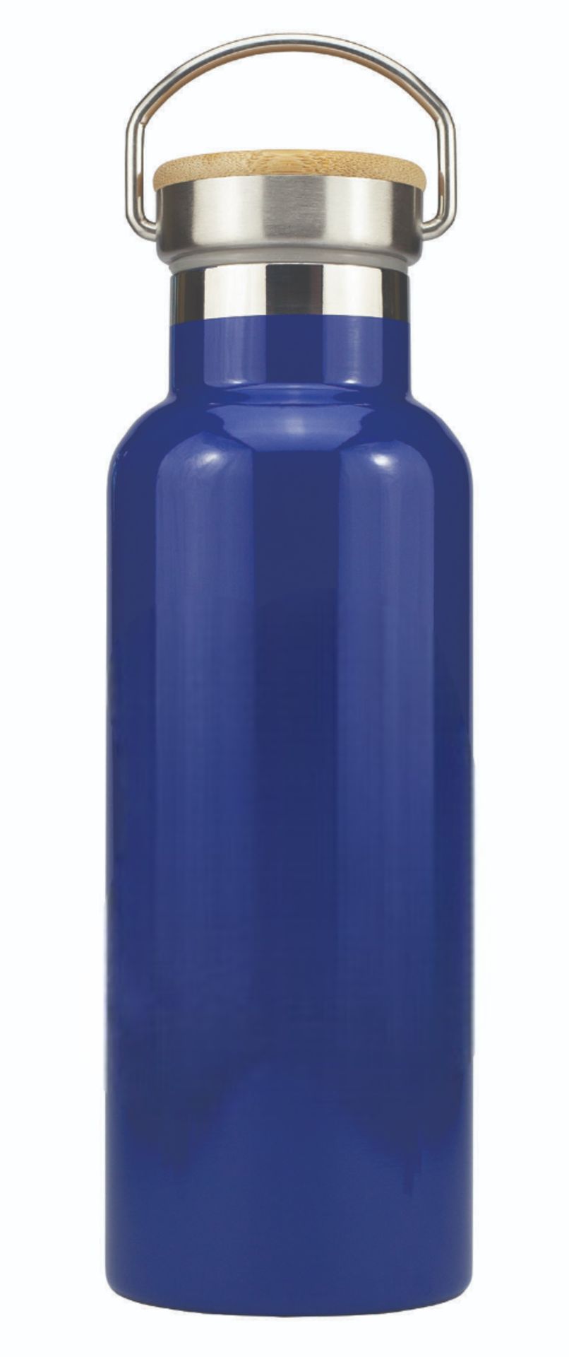 50 x Denver Stainless Steel 500ml Drinking Bottles with Bamboo Screw Lids - Colour: Navy - New Boxed