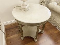 1 x Round Stone-Topped Lamp Table - Ref: AAS115 / LNG1 - CL1049 - NO VAT ON THE HAMMER - Location: