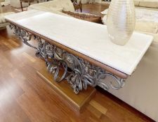 1 x Stone-Topped Console Table with Ornate Base, 1.5-Metres Long - Ref: AAS102 / LNG1 - CL1049 -