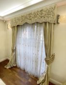 1 x Pair of Bespoke Lined Curtains with Pelmet Box and Tie-Backs - Ref: AAS121 / LNG1 - CL1049 - NO