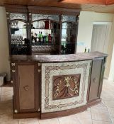1 x Old Europe-style Marble-Topped Front Bar Counter Unit - 1.9-metres Long with Mosiac Frontage