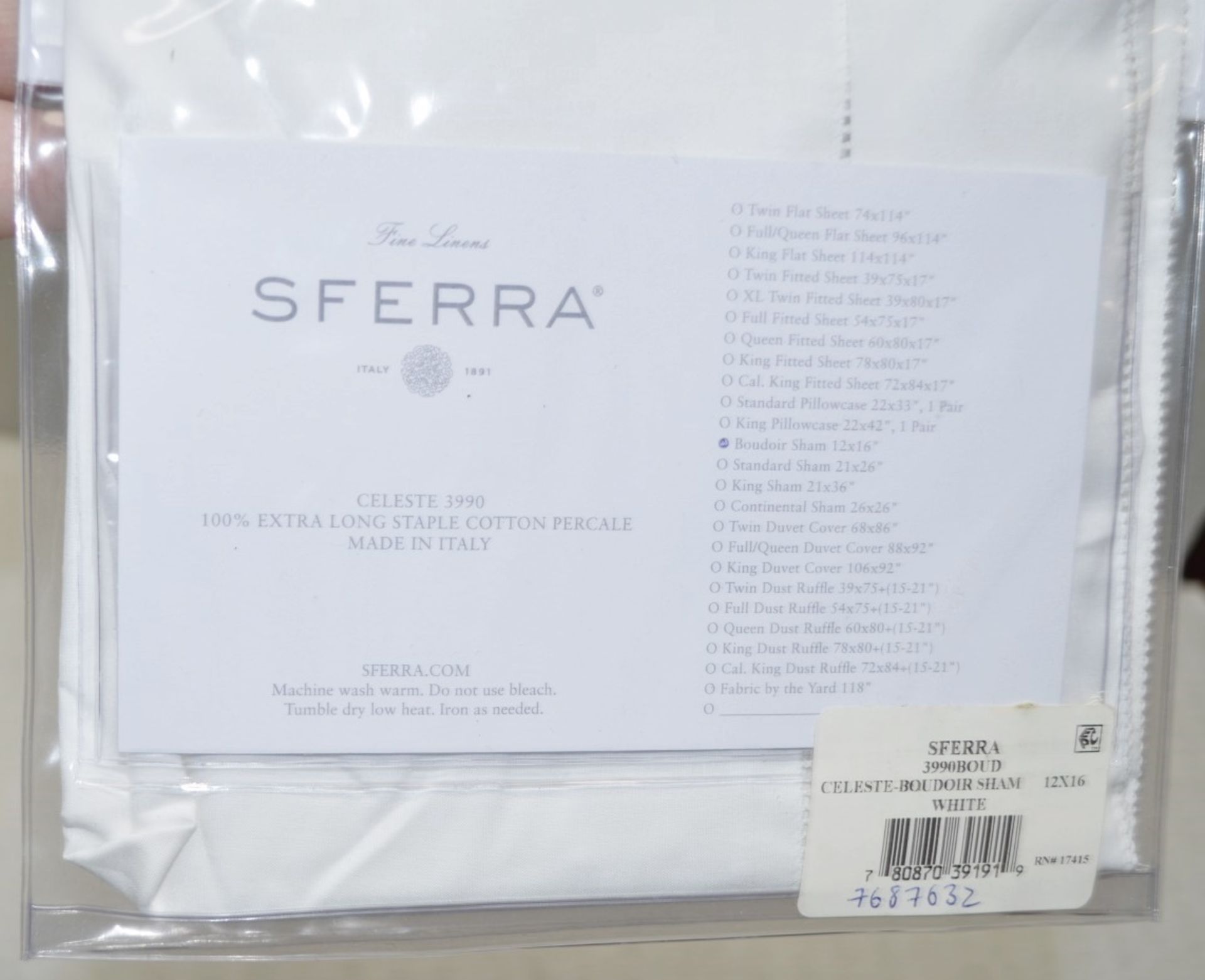 1 x SFERRA 'Celeste 3990' Luxury Italian Budoir Pillow Sham in White, 12x16" Original Price £110.00 - Image 13 of 13