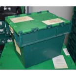 10 x Heavy Duty Compact Plastic Stackable Storage Box Containers With Attached Hinged Lids -