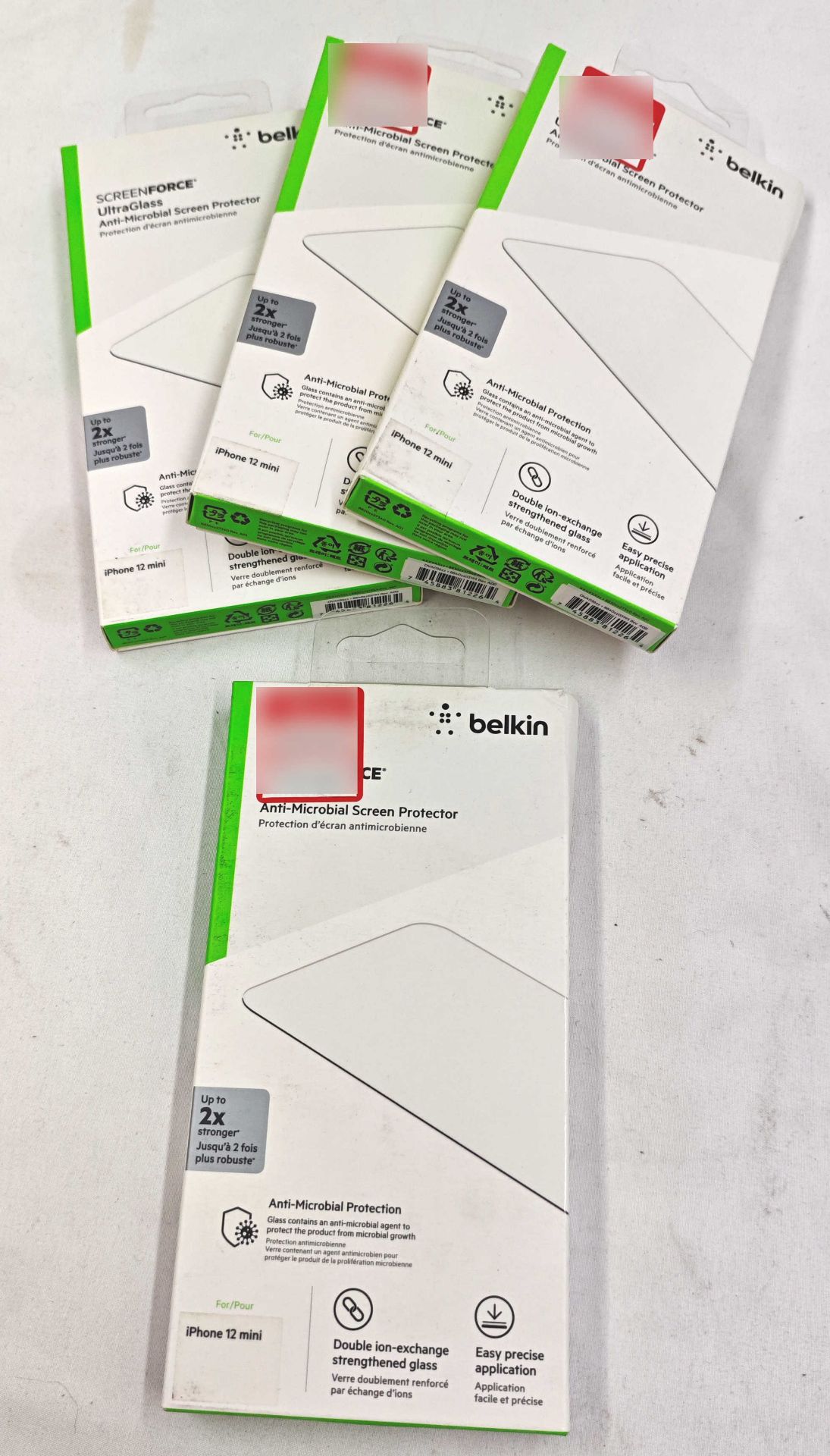 4 x BELKIN Screenforce Temperedglass Anti-Microbial Screen Protection For Iphone 12 Mini - RRP £99.