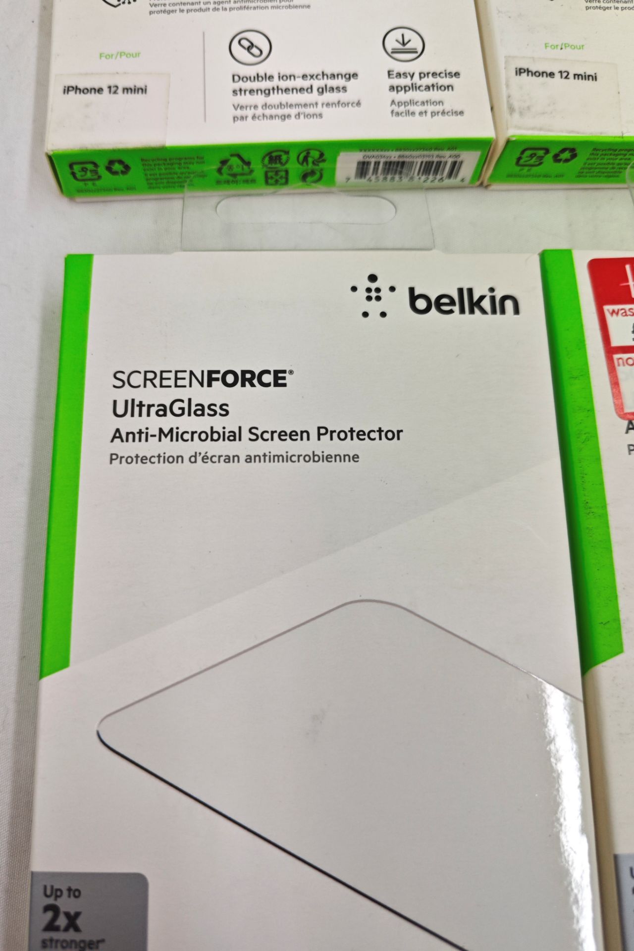 4 x BELKIN Screenforce Temperedglass Anti-Microbial Screen Protection For Iphone 12 Mini - RRP £99. - Image 4 of 5