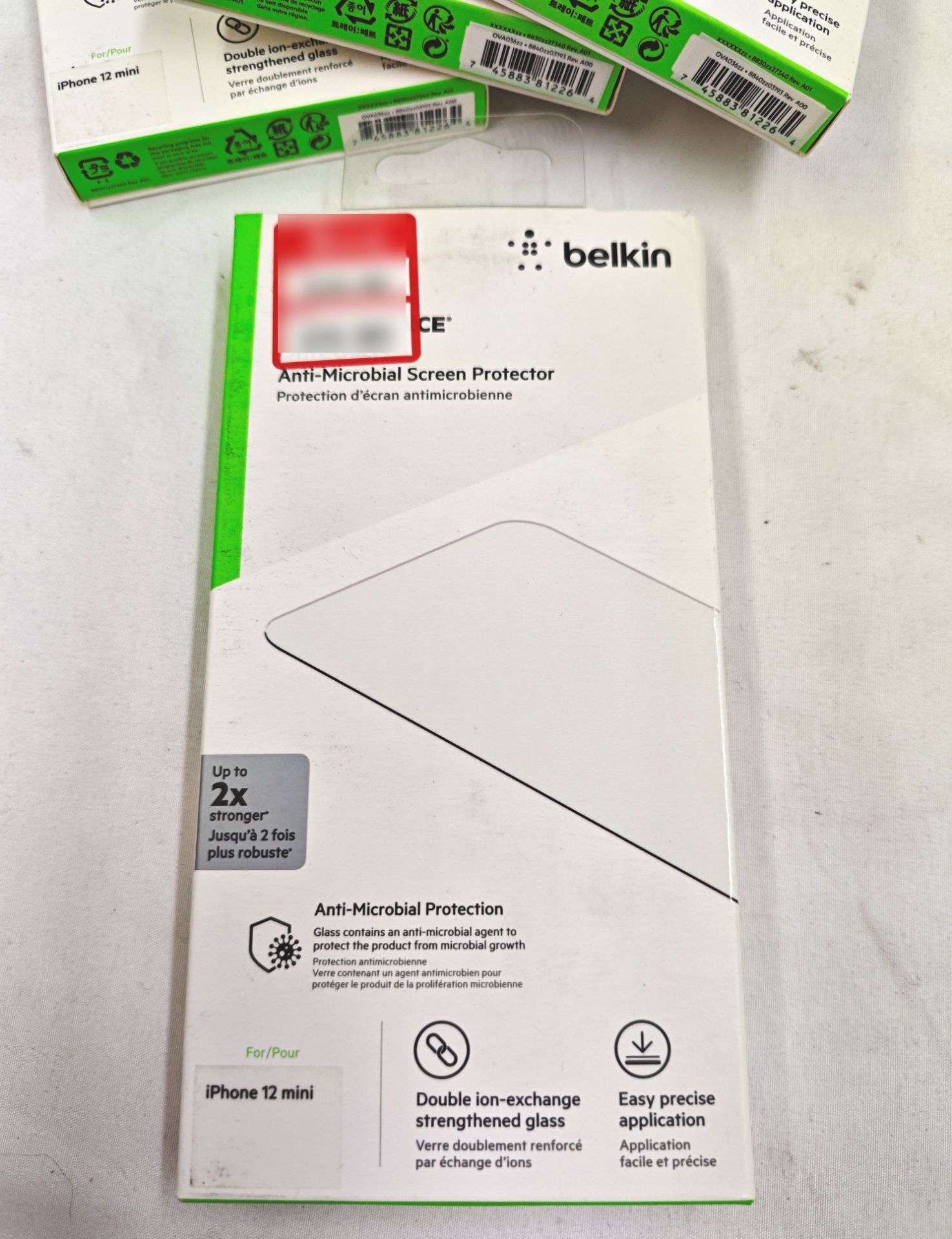 4 x BELKIN Screenforce Temperedglass Anti-Microbial Screen Protection For Iphone 12 Mini - RRP £99. - Image 2 of 5