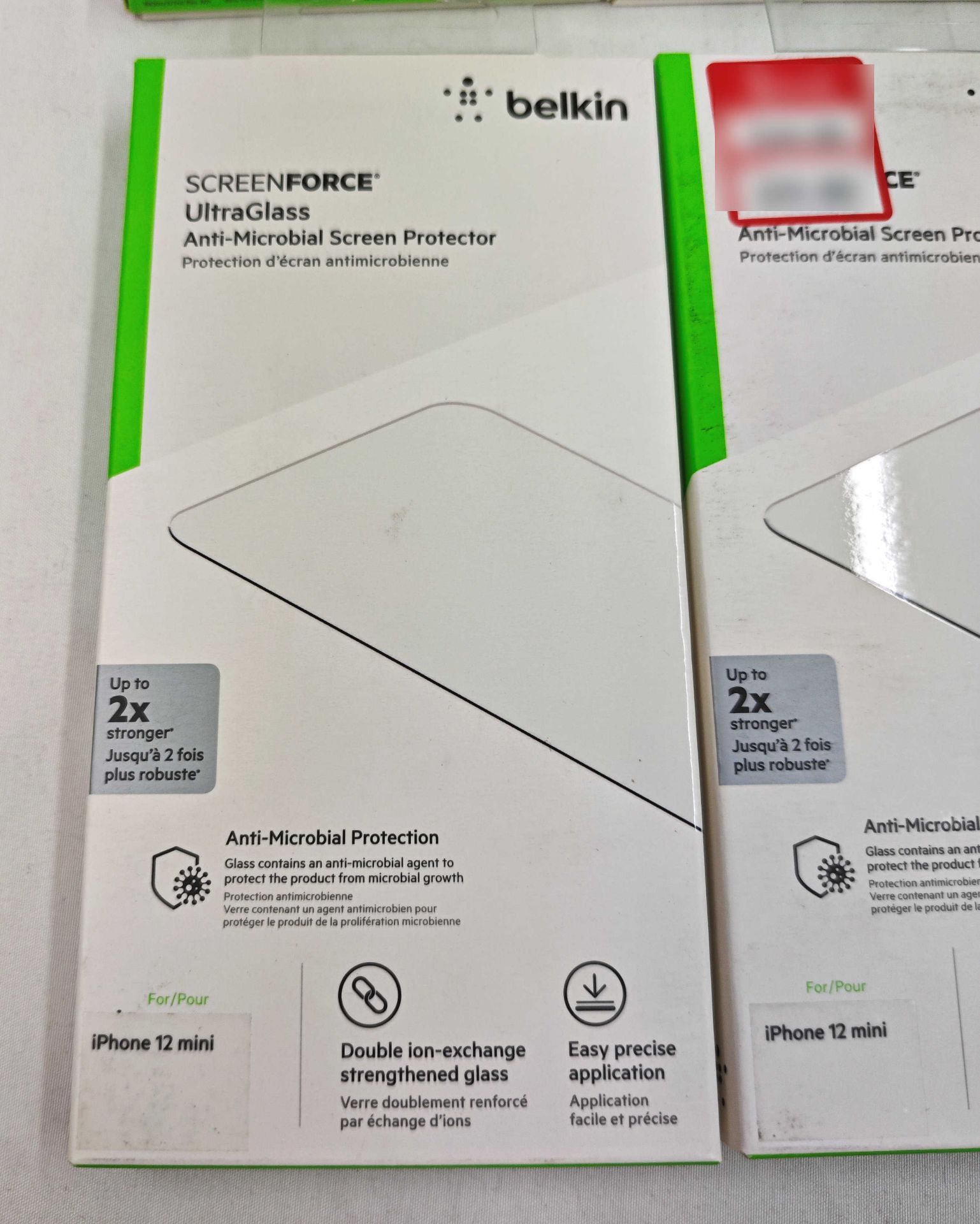 4 x BELKIN Screenforce Temperedglass Anti-Microbial Screen Protection For Iphone 12 Mini - RRP £99. - Image 3 of 5