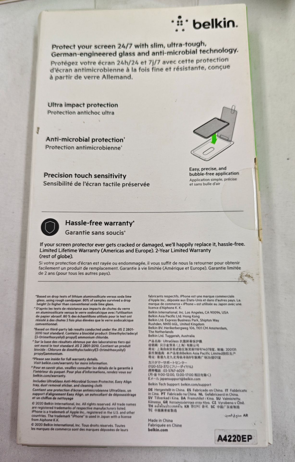 4 x BELKIN Screenforce Temperedglass Anti-Microbial Screen Protection For Iphone 12 Mini - RRP £99. - Image 5 of 5