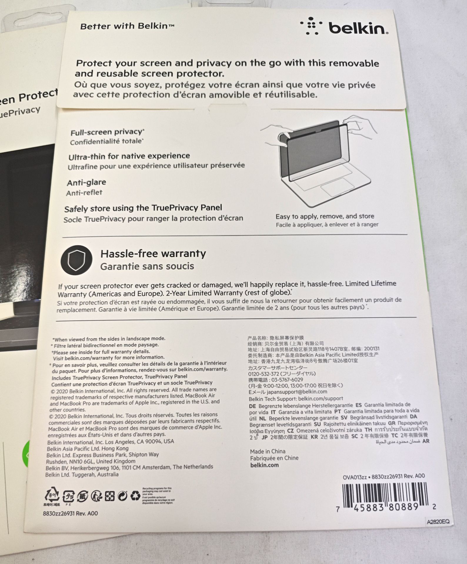 2 x BELKIN Screenforce Trueprivacy Screen Protector For Macbook Air And Macbook Pro 13-Inch - RRP £ - Image 3 of 4