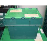 10 x Heavy Duty Compact Plastic Stackable Storage Box Containers With Attached Hinged Lids -
