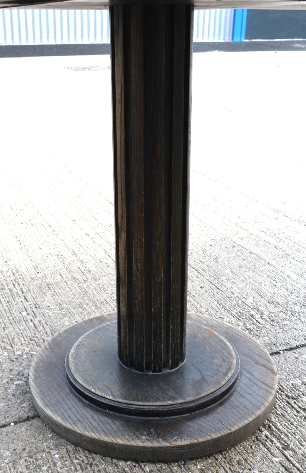 1 x Restaurant Dining Table - Rectangular Oak Top with Wooden Twin Column Pedestal Base - Image 2 of 9