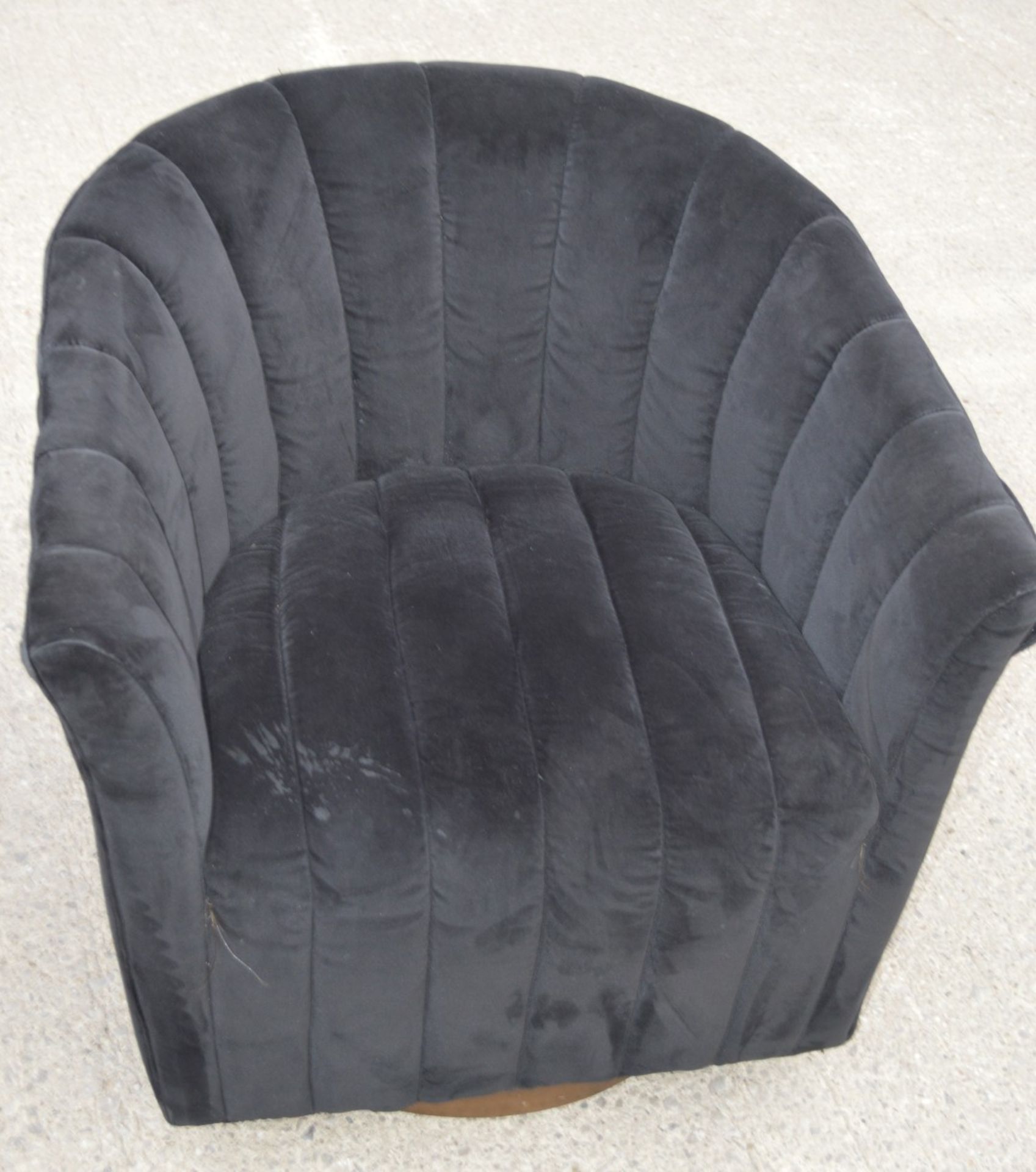2 x Black Velvet Swivel Cocktail Tub Chairs - Dimensions: H72 x W64 x D64 cms - Image 6 of 7