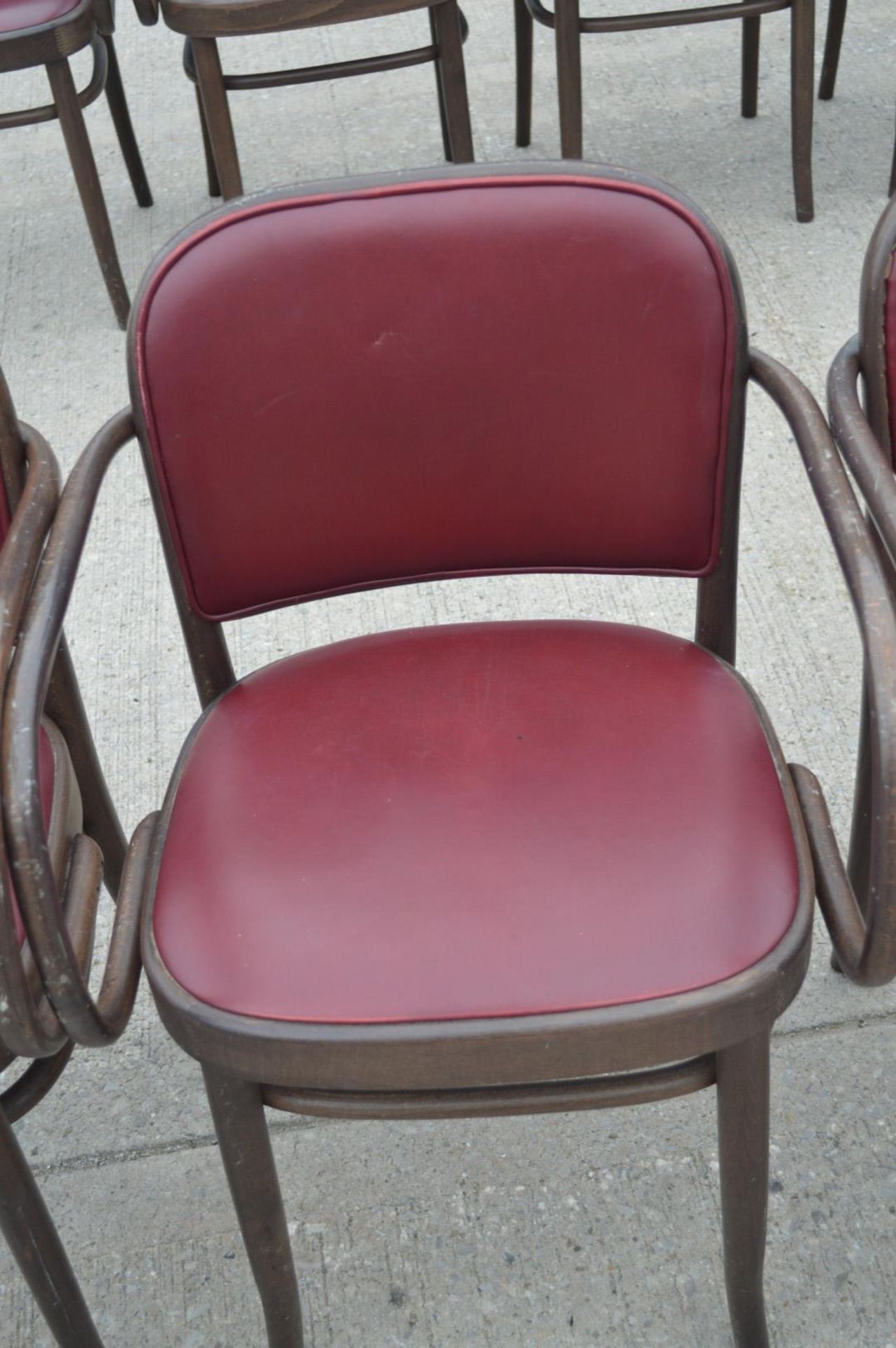 11 x Bentwood 'Gustav Adolf Schneck Style' Dining Chairs - Features Red Seat Pads and Fabric Backs - Image 15 of 17