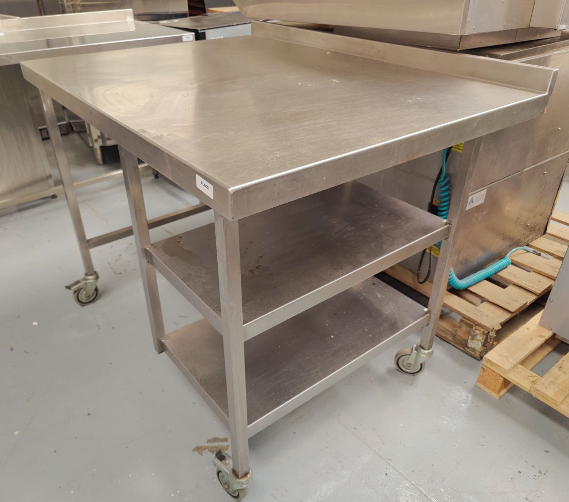 1 x Stainless Steel Preparation Table Featuring Castor Wheels, Upstand and Space for Undercounter - Image 5 of 5