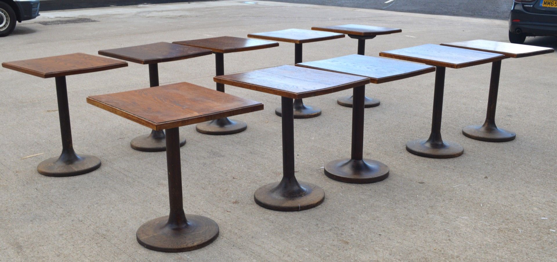 1 x Restaurant Dining Table - Oak Wooden Top with Wooden Pedestal Base - Dimensions: H76 x W70 x D60 - Image 14 of 20