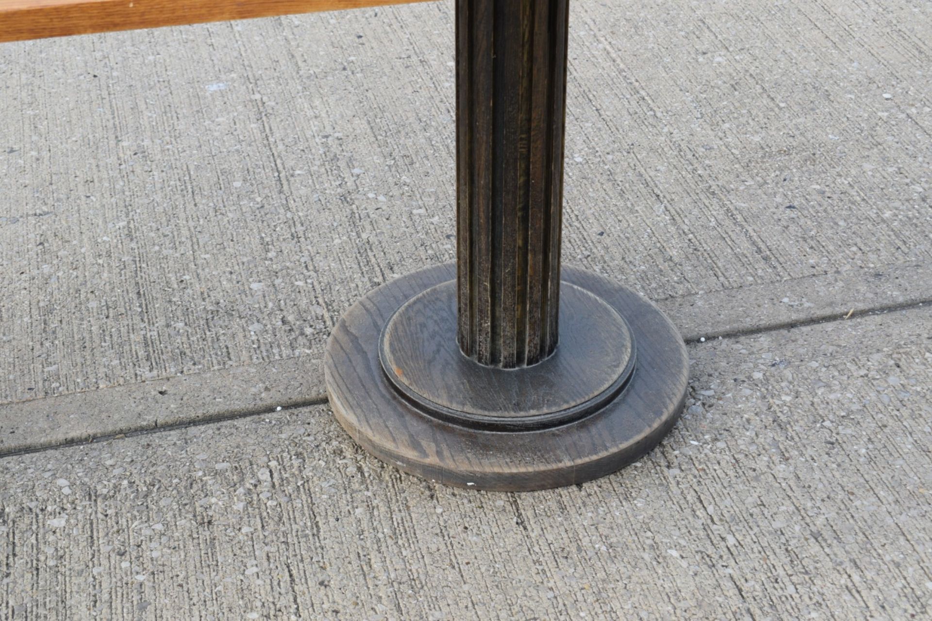 1 x Restaurant Dining Table - Rectangular Oak Top with Wooden Twin Column Pedestal Base - Image 5 of 9