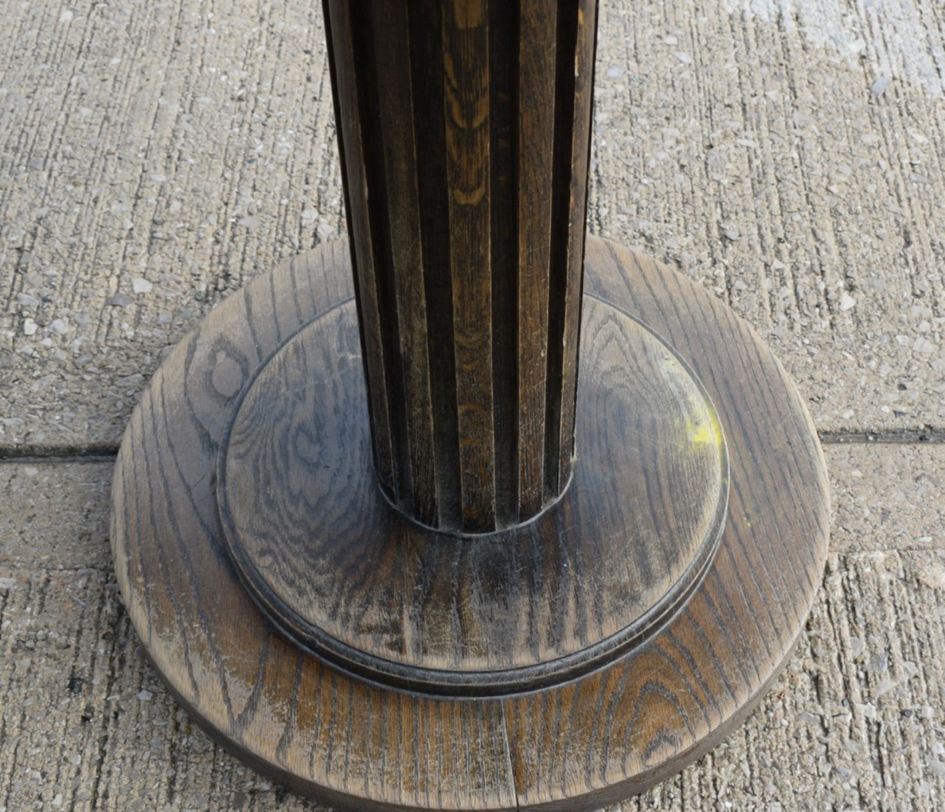 1 x Restaurant Dining Table - Rectangular Oak Top with Wooden Twin Column Pedestal Base - Image 8 of 9