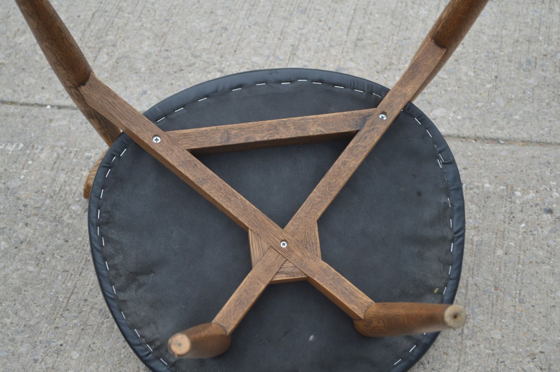 6 x Walnut Dining Chairs - Solid Wood with Black Seats - Dimensions: H74 x W49 x D45 cms - Image 7 of 12