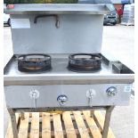 1 x ACK Heavy Duty Two Burner Wok Range Cooker - Natural Gas - Manufactured in 2023