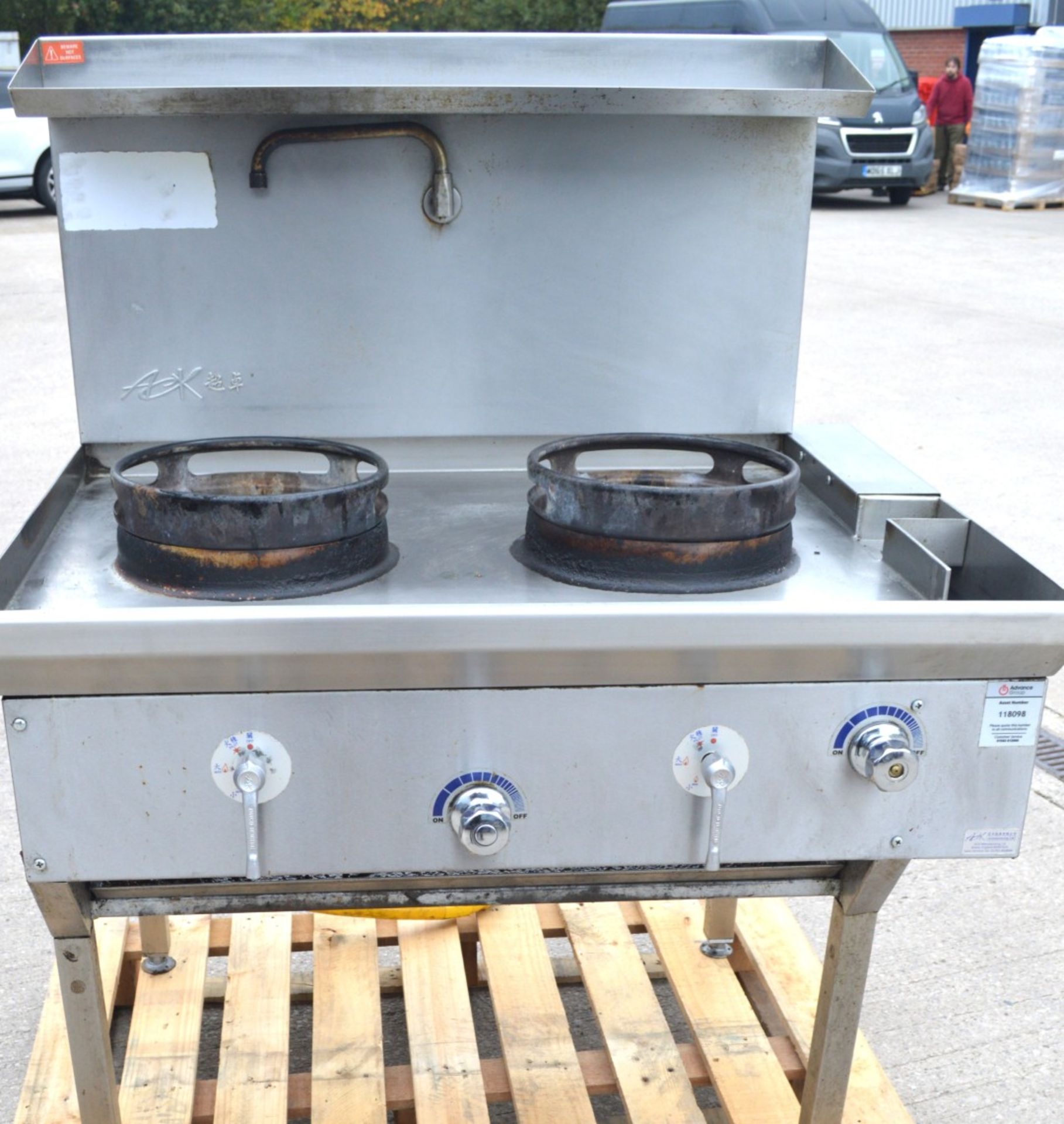 1 x ACK Heavy Duty Two Burner Wok Range Cooker - Natural Gas - Manufactured in 2023
