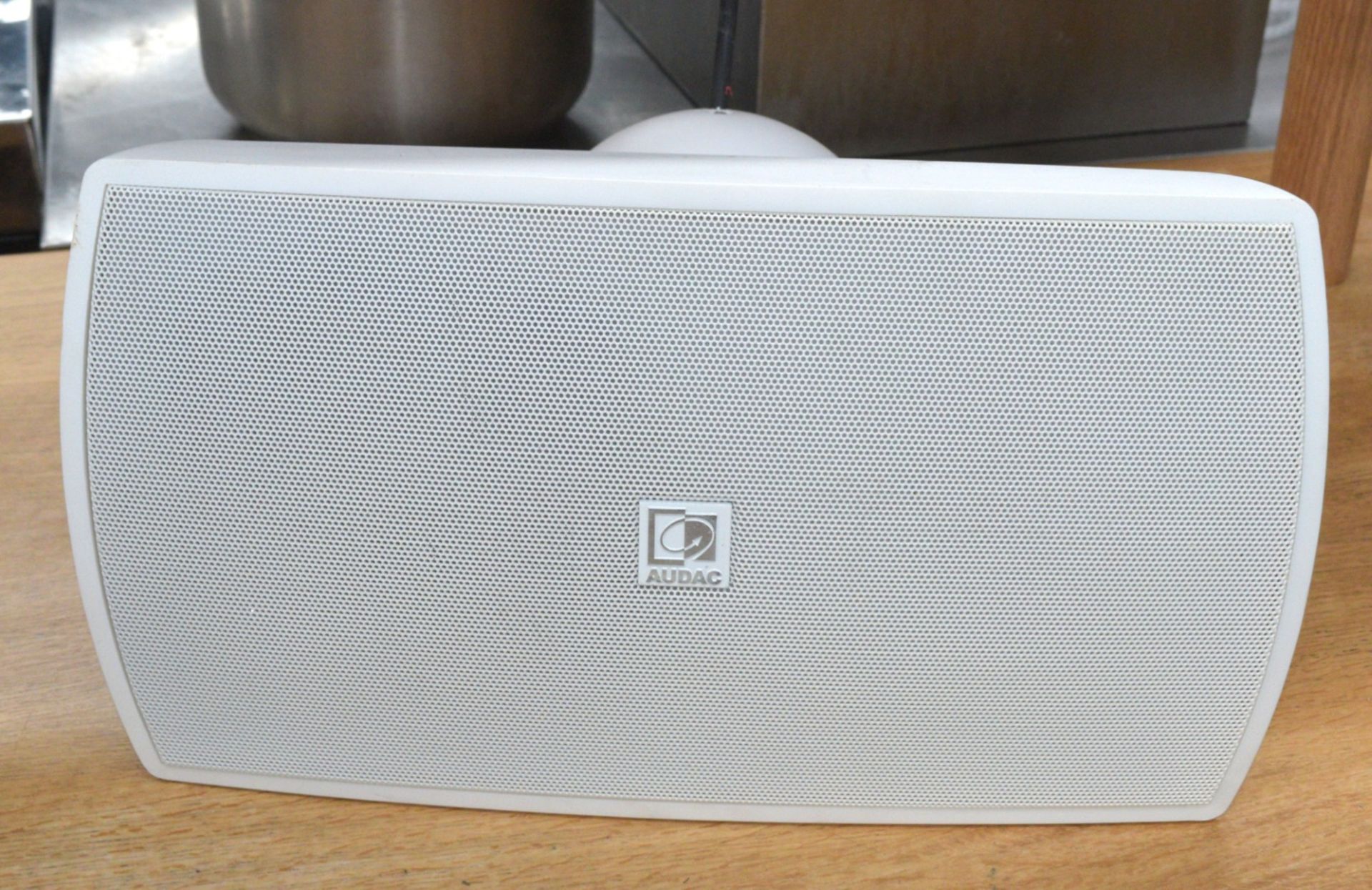 2 x Audac Ateo 6 Professional Speakers with Wall Mounts - White Finish - Image 3 of 3