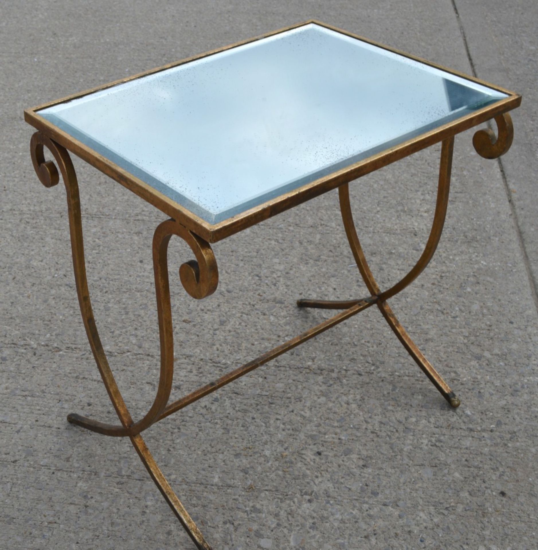 1 x Wrought Iron Mirrored Side Table in Gold - Dimensions: H66 x W62 x D47 cms - Image 7 of 7