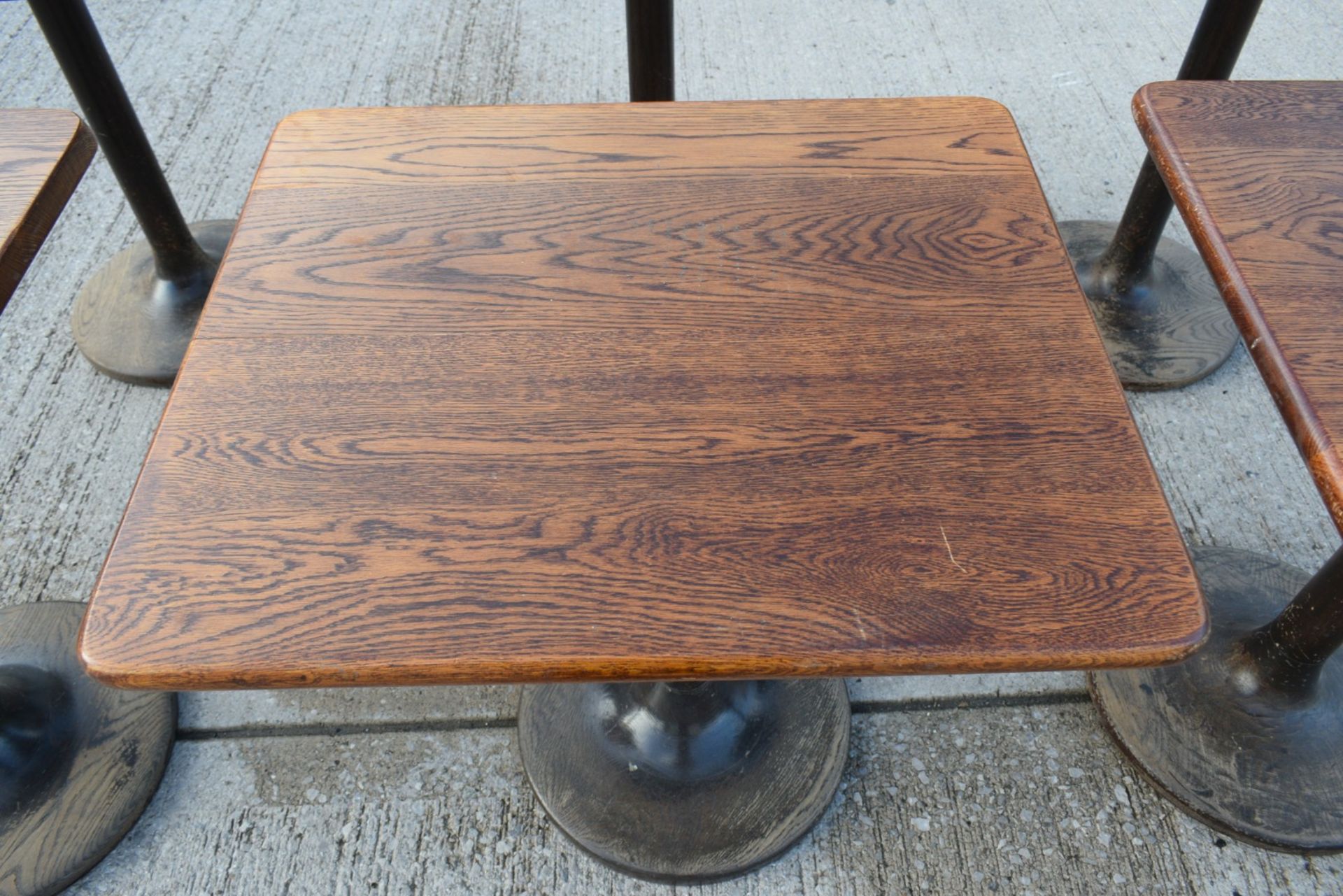 6 x Restaurant Dining Tables Featuring Oak Wooden Tops with Wooden Tulip Style Pedestal Bases - Image 13 of 16
