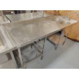 1 x Large Stainless Steel 1.8 Meter Preparation Table Featuring Twin Wash Basins with Mixer Tap