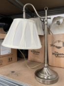 1 x Dar 'Suffolk' Rise and Fall Table Lamps Featuring a Brushed Steel Finish and Beige Shades