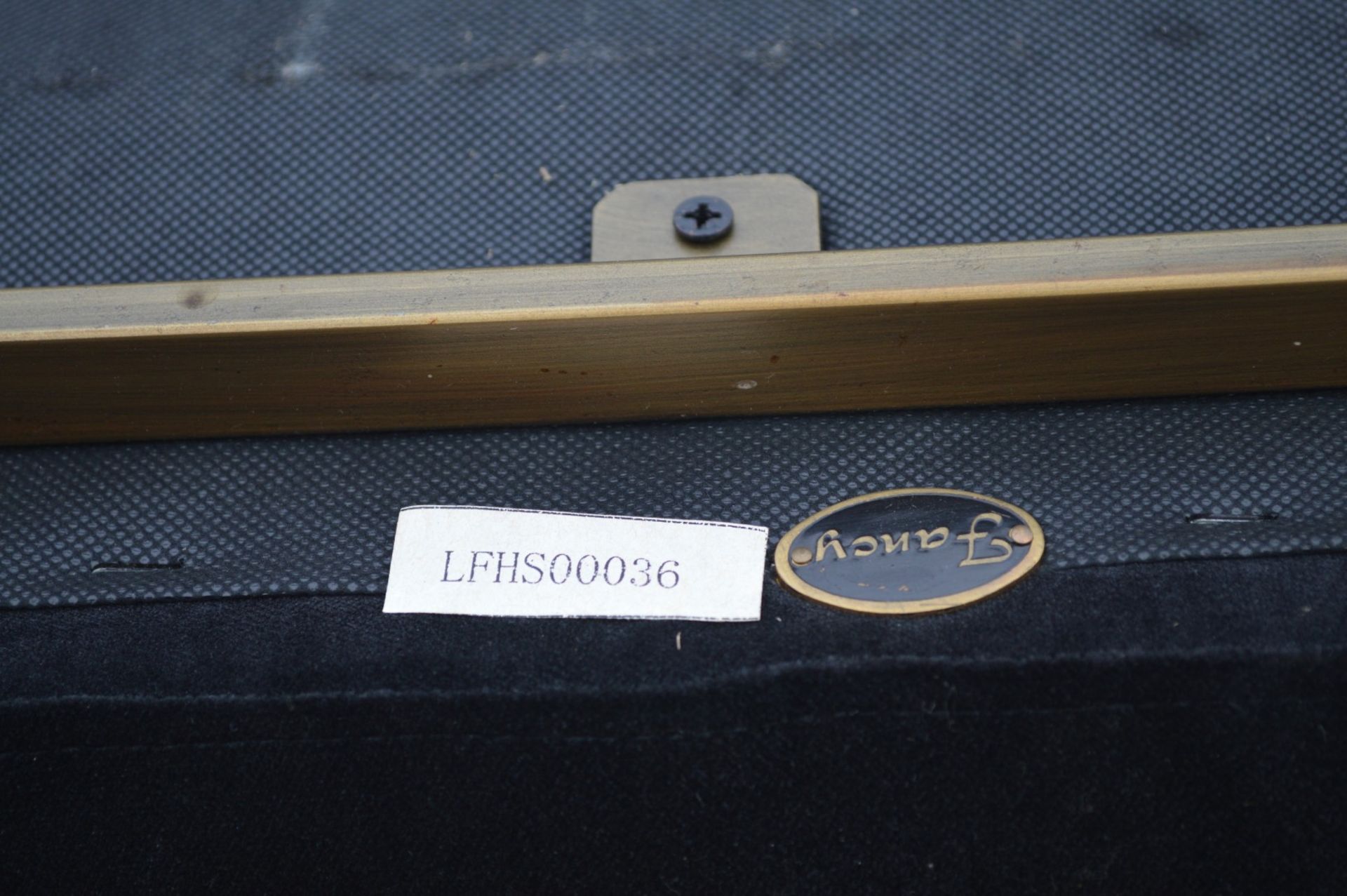 2 x Occasional Modern Armchairs by Fancy - Antique Brass Frame and Black Upholstery - Image 7 of 8