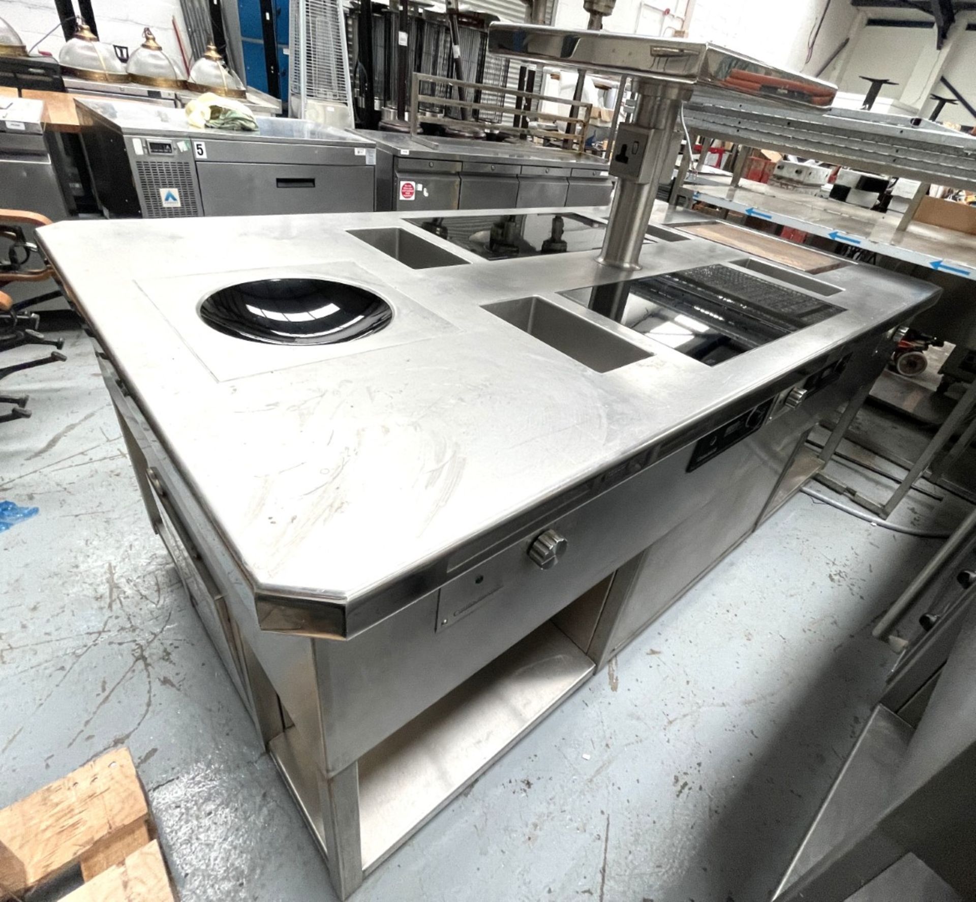 1 x Commercial Central Kitchen Cooking Island Featuring Two Control Induction Cooking Hobs, Blue Sea - Image 16 of 30