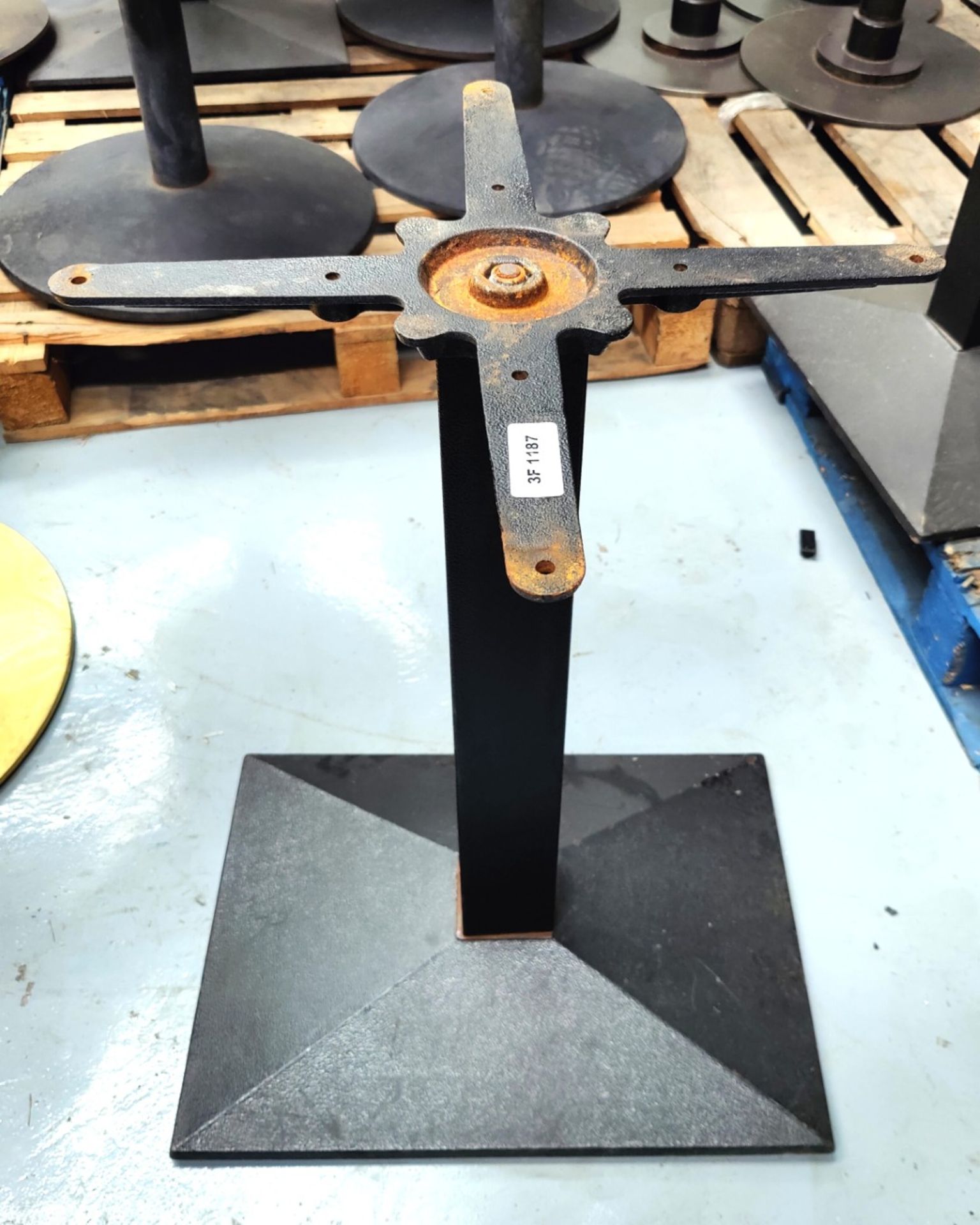 4 x Pedestal Bases for Restaurant Tables - Features a Rectangular Pyramid Style Support Base