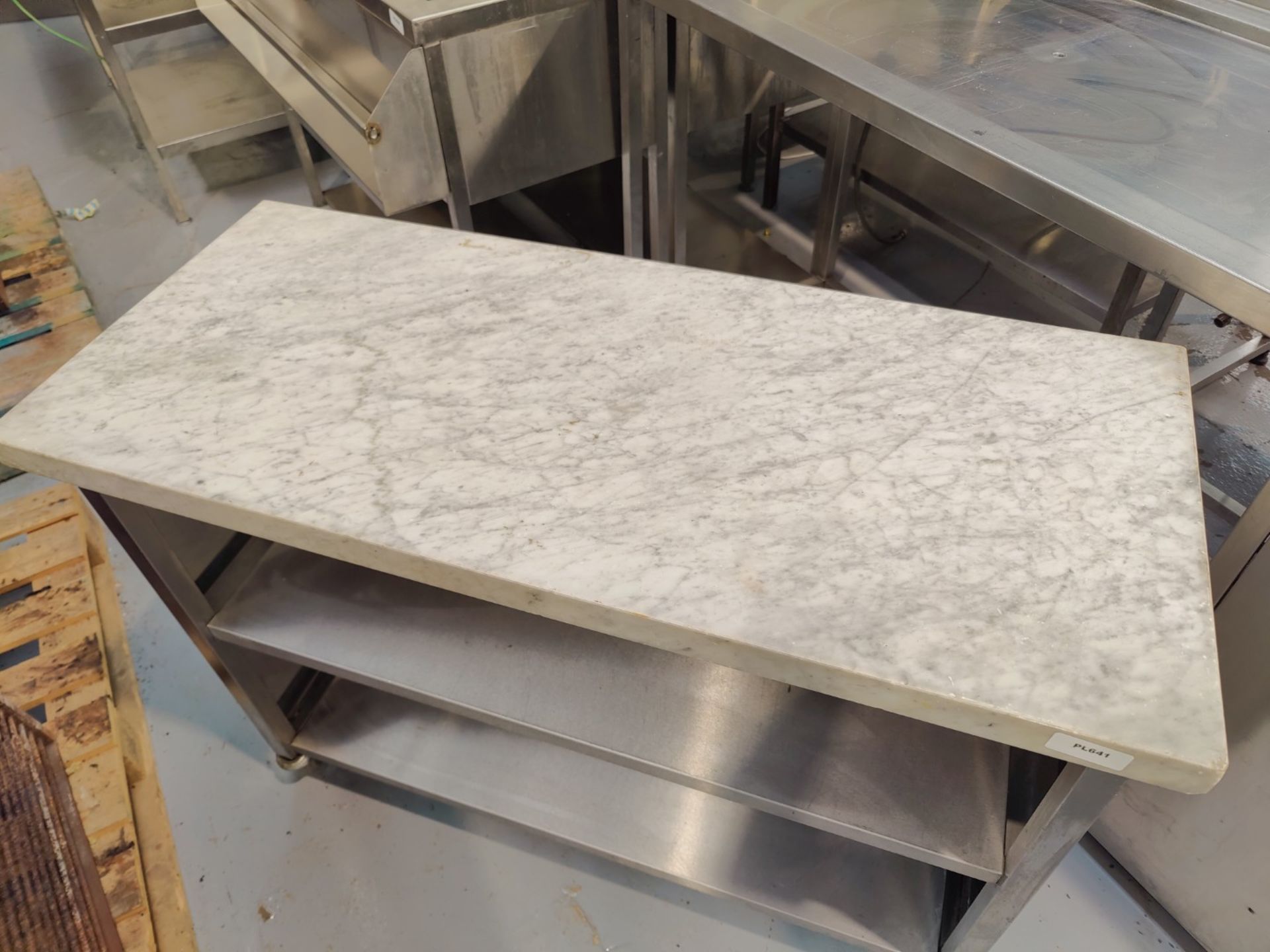 1 x Mobile Prep Table Featuring a Marble Table Top and Under Shelves - Image 5 of 7