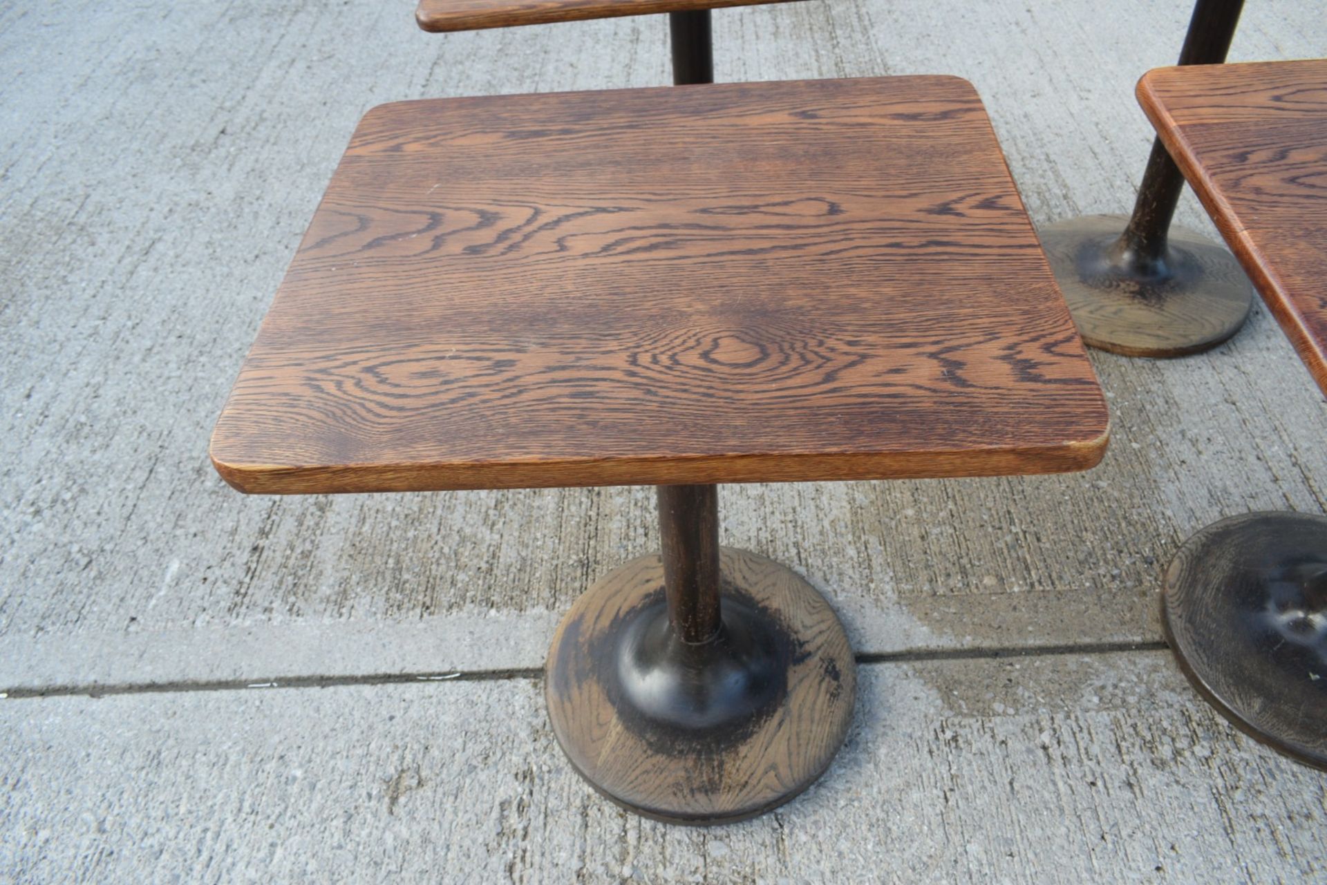 6 x Restaurant Dining Tables Featuring Oak Wooden Tops with Wooden Tulip Style Pedestal Bases - Image 9 of 16