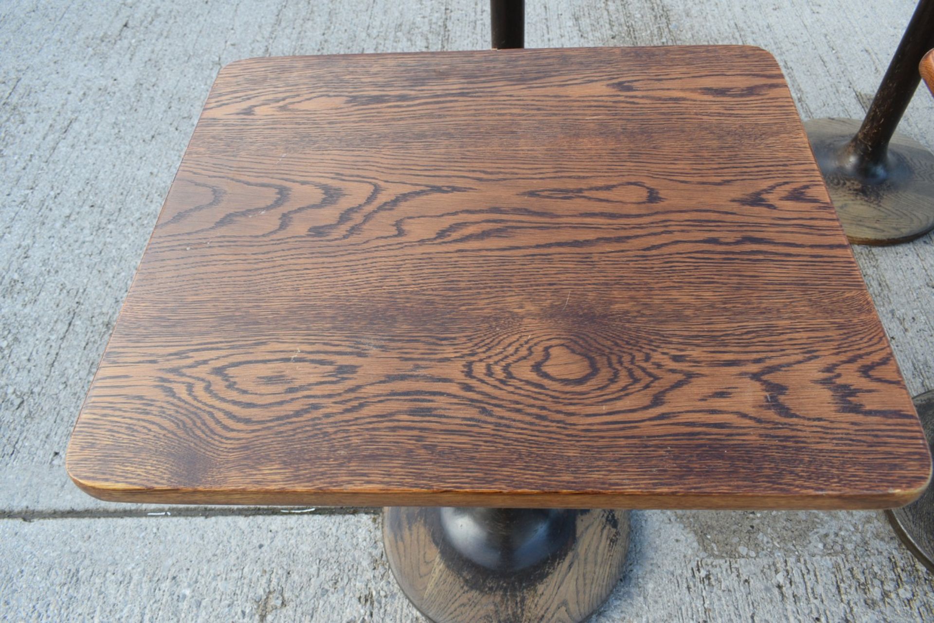 6 x Restaurant Dining Tables Featuring Oak Wooden Tops with Wooden Tulip Style Pedestal Bases - Image 3 of 16