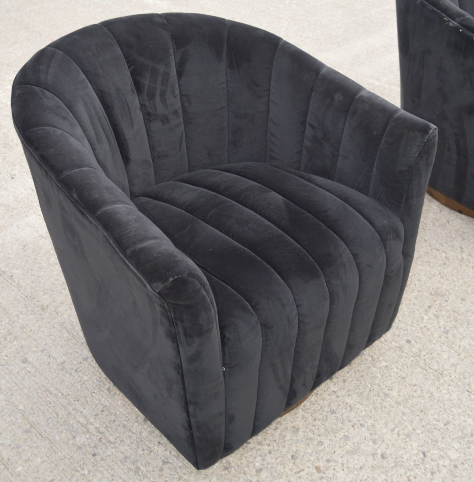 2 x Black Velvet Swivel Cocktail Tub Chairs - Dimensions: H72 x W64 x D64 cms - Image 3 of 7