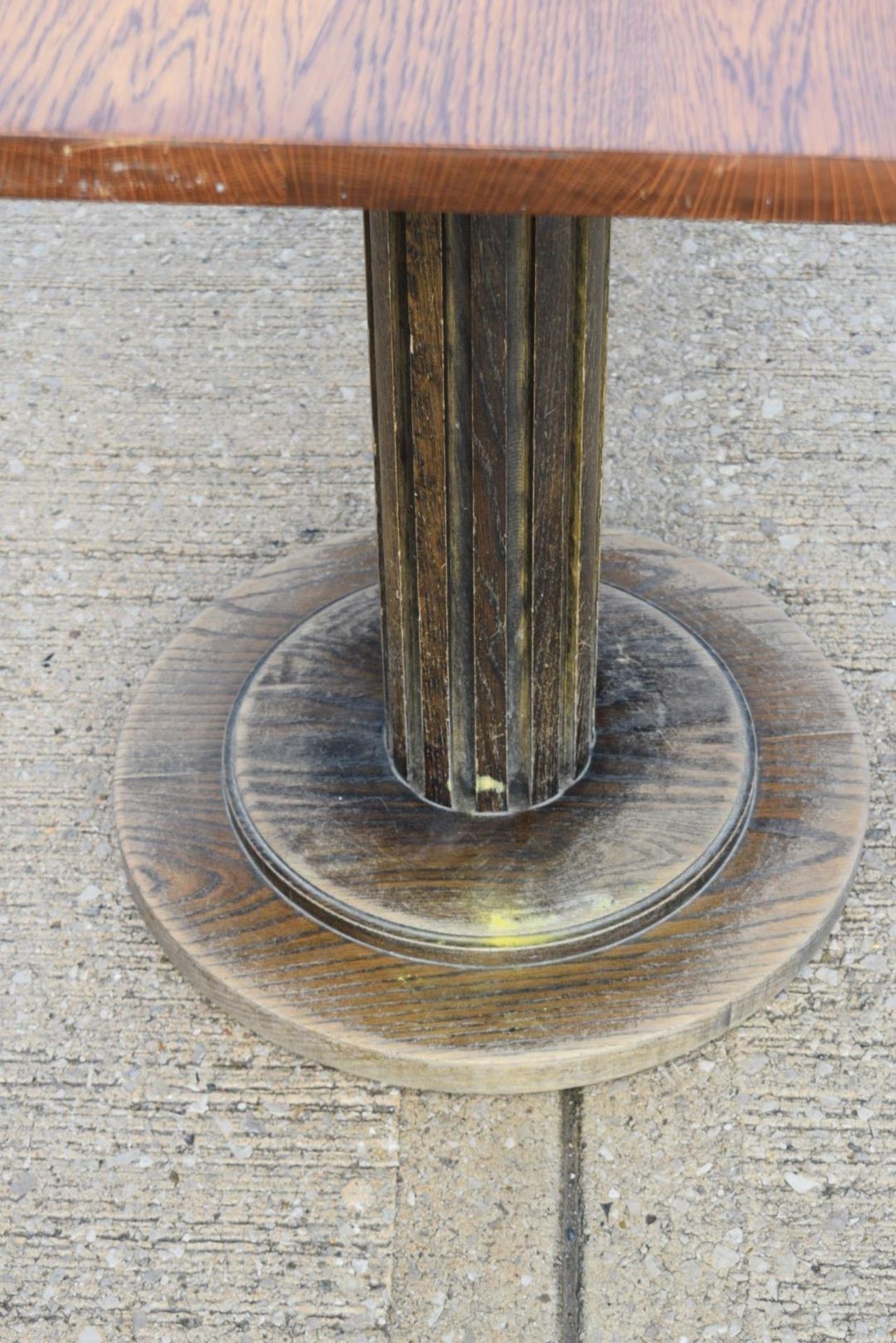 1 x Restaurant Dining Table - Rectangular Oak Top with Wooden Twin Column Pedestal Base - Image 7 of 8