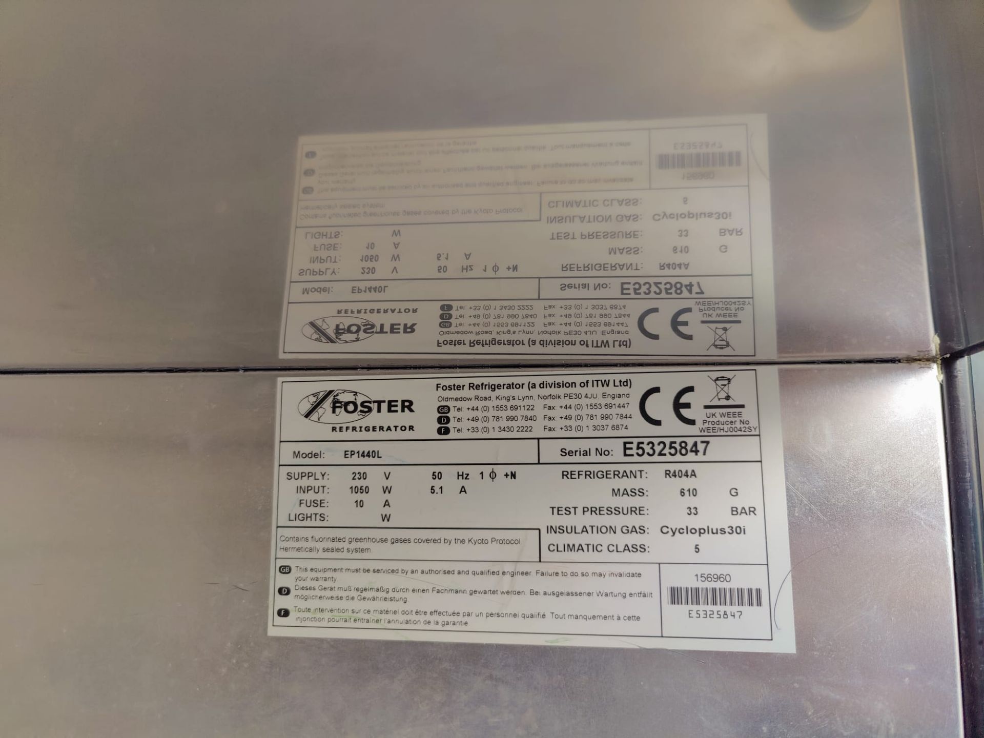 1 x Foster G2 Pro Two Door Upright Commercial Fridge - Model EP1440L - RRP £4,138 - Dimensions: H208 - Image 7 of 11