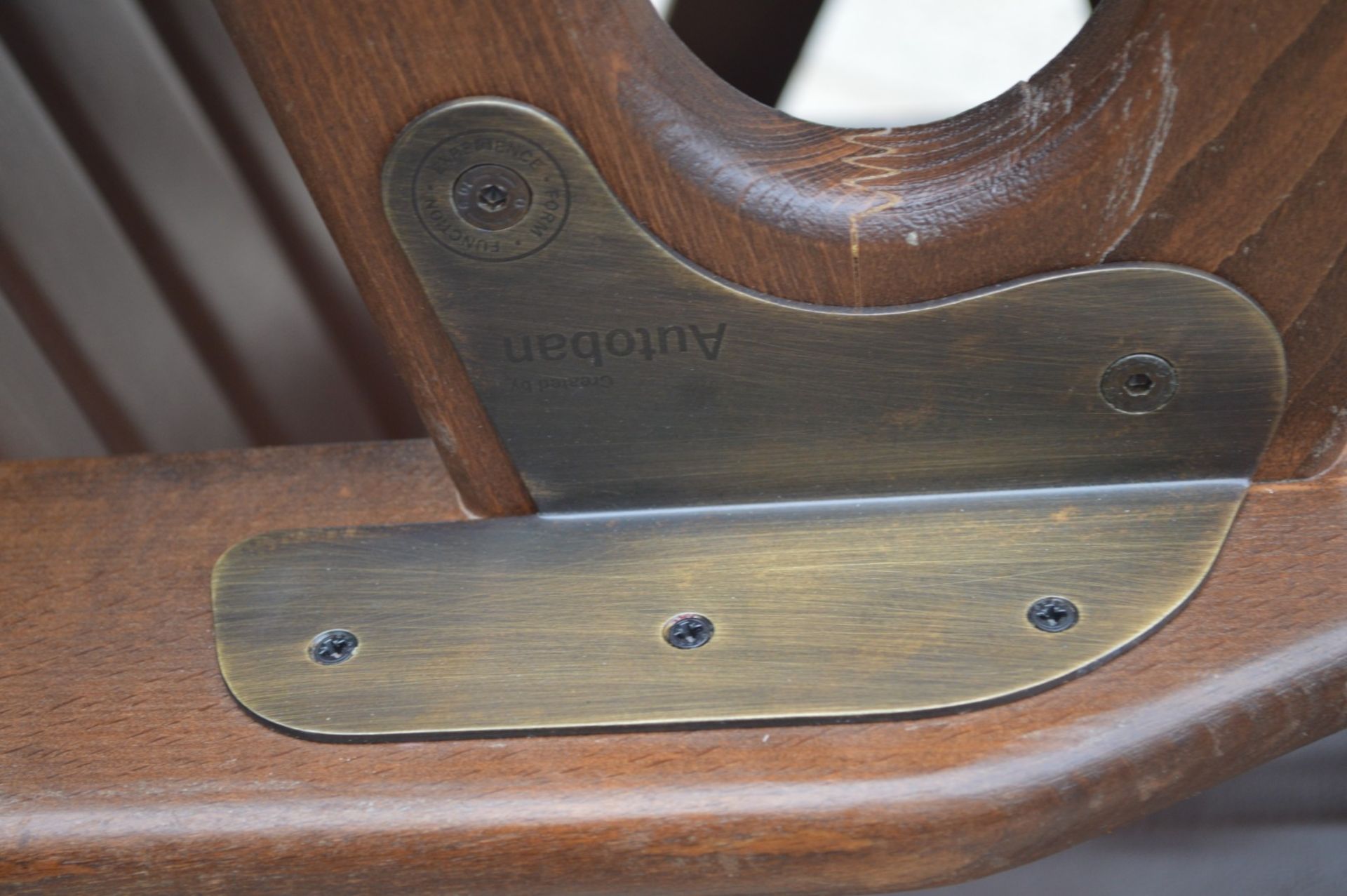 4 x Autoban Slice Armchairs Featuring an Oak Wooden Frame and Vintage Brown Leather Upholstery - Image 3 of 11