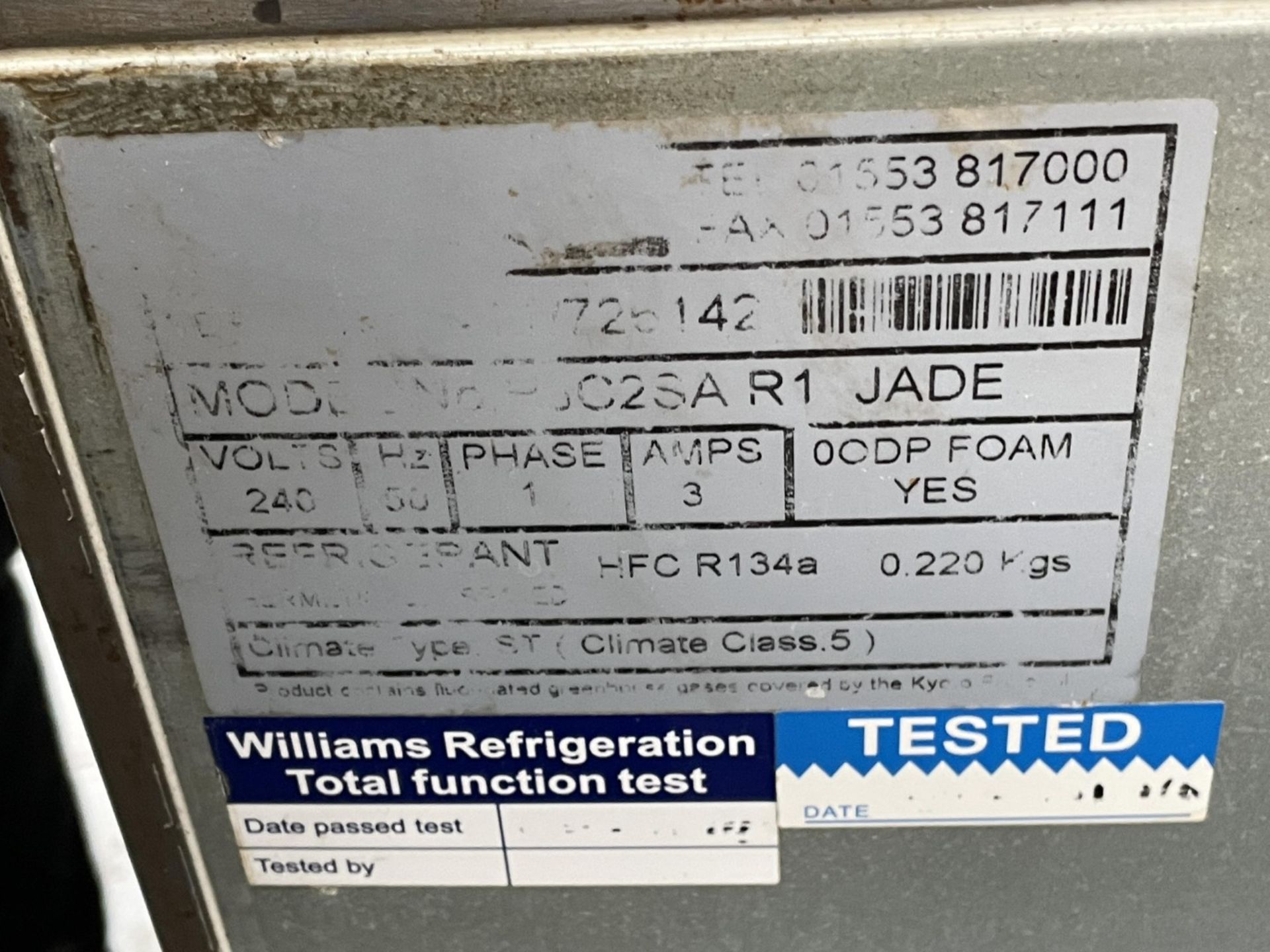 1 x Williams Jade Two Door Countertop Prep Fridge - Model: HJC2SA - Dimensions: H85 x W130 x D70 cms - Image 5 of 9